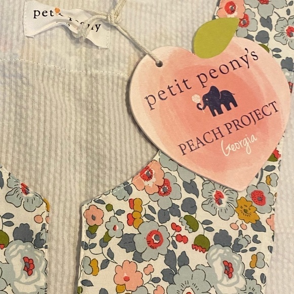 Petite Peony Dress NWT White Seersucker Shift Sleeveless Floral Trim Size 10 - Picture 13 of 16